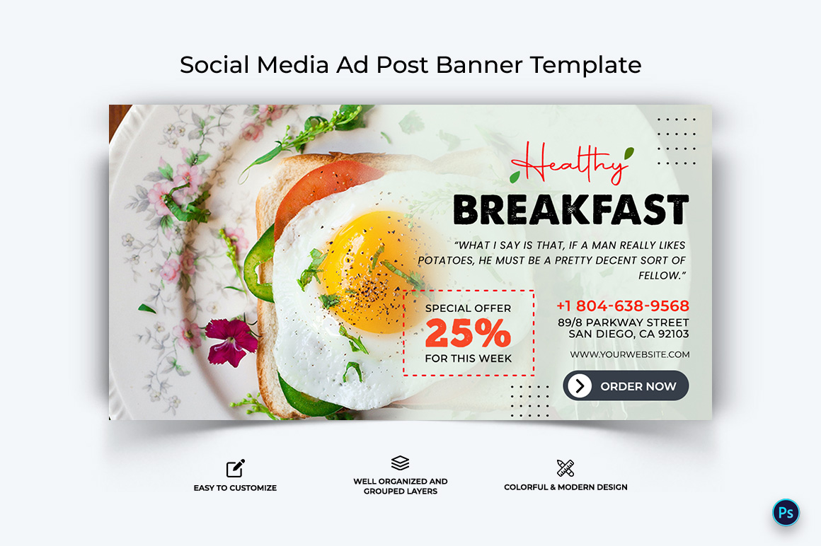 Food and Restaurant Facebook Ad Banner Design Template-42