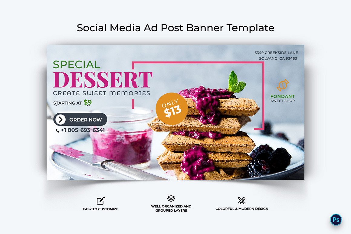 Food and Restaurant Facebook Ad Banner Design Template-46