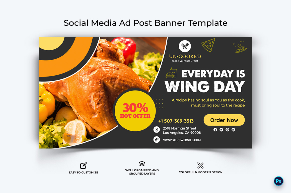 Food and Restaurant Facebook Ad Banner Design Template-48