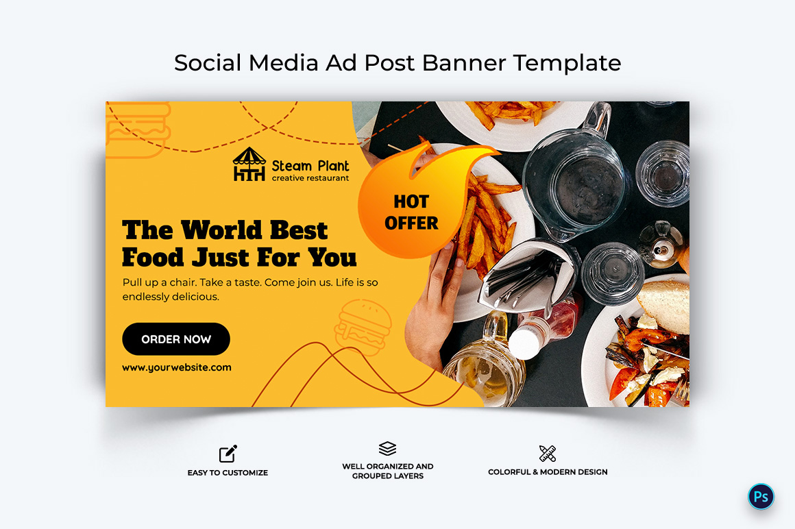 Food and Restaurant Facebook Ad Banner Design Template-57