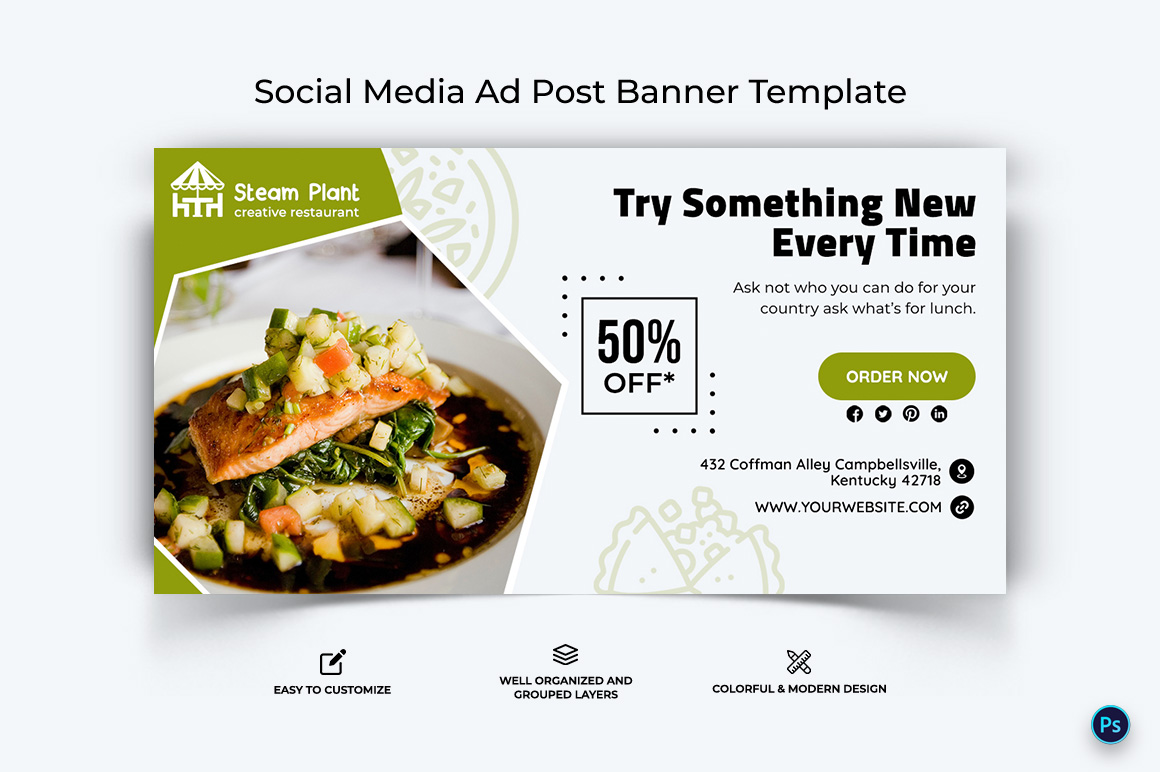 Food and Restaurant Facebook Ad Banner Design Template-58