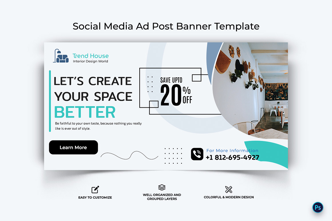 Interior Minimal Facebook Ad Banner Design Template-13