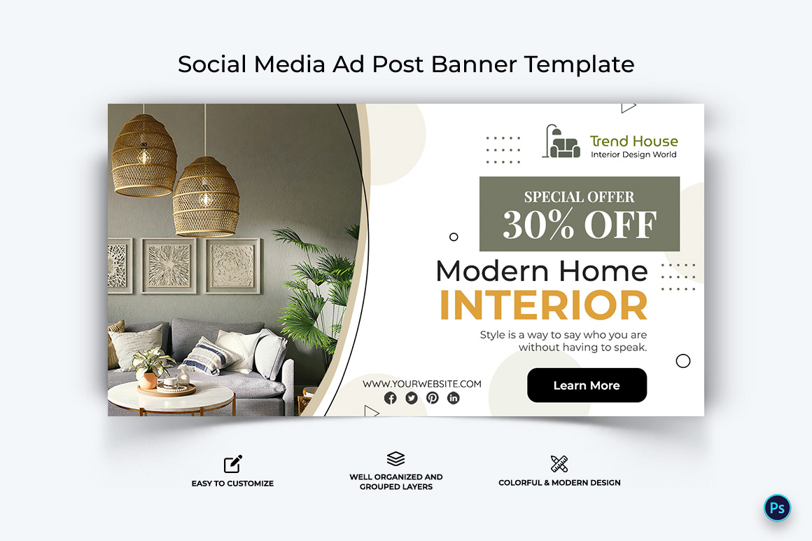 Interior Minimal Facebook Ad Banner Design Template-16