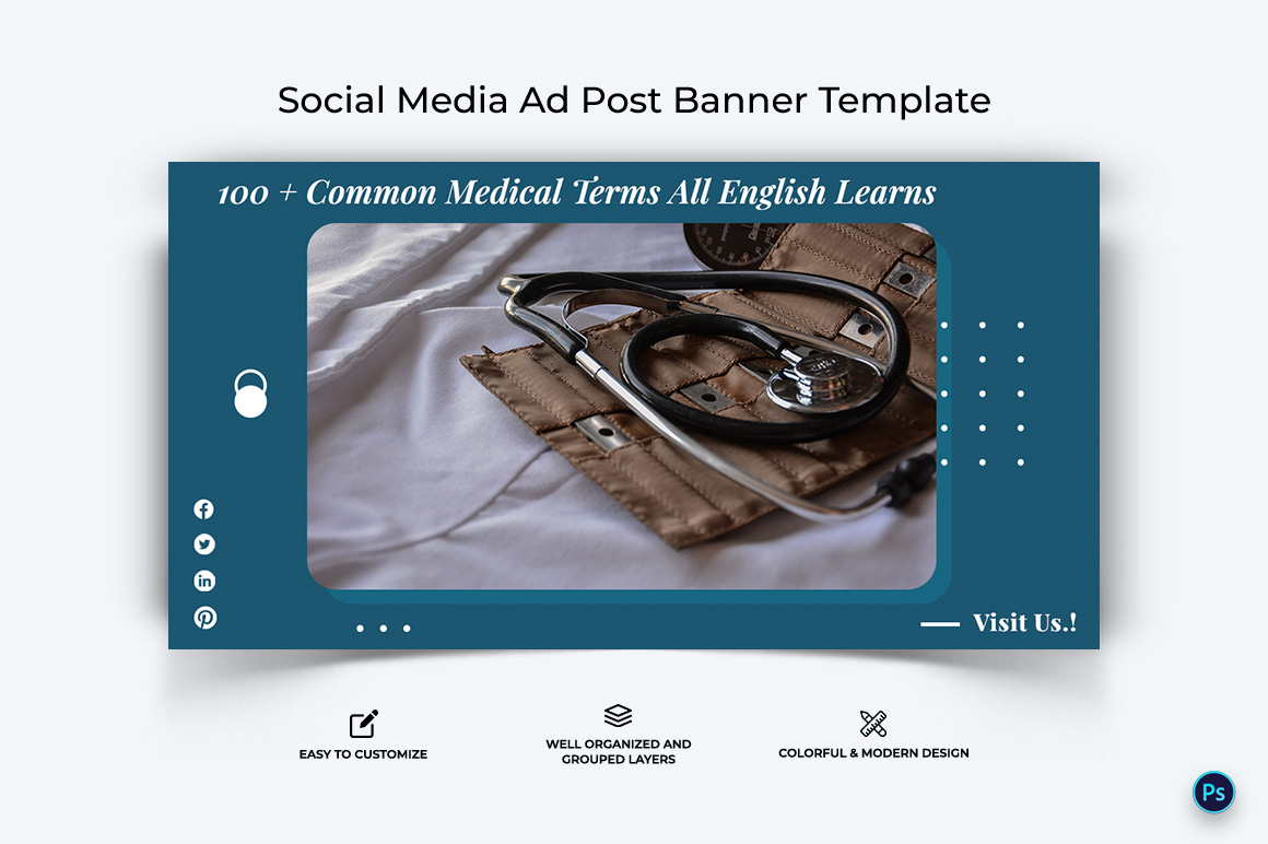 Medical and Hospital Facebook Ad Banner Design Template-04