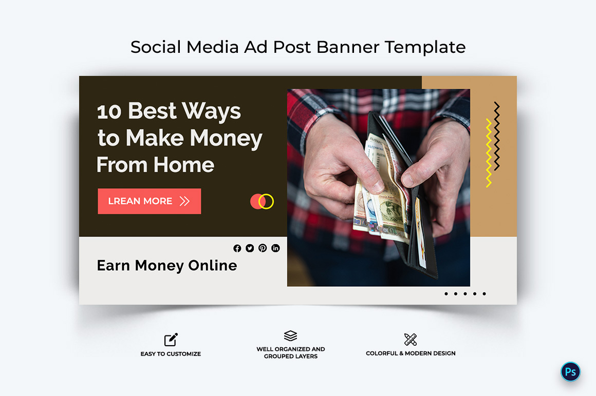 Online Money Earnings Facebook Ad Banner Design Template-02