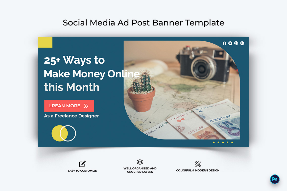 Online Money Earnings Facebook Ad Banner Design Template-04