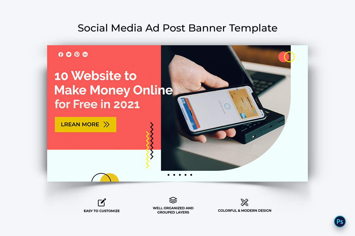 Online Money Earnings Facebook Ad Banner Design Template-07