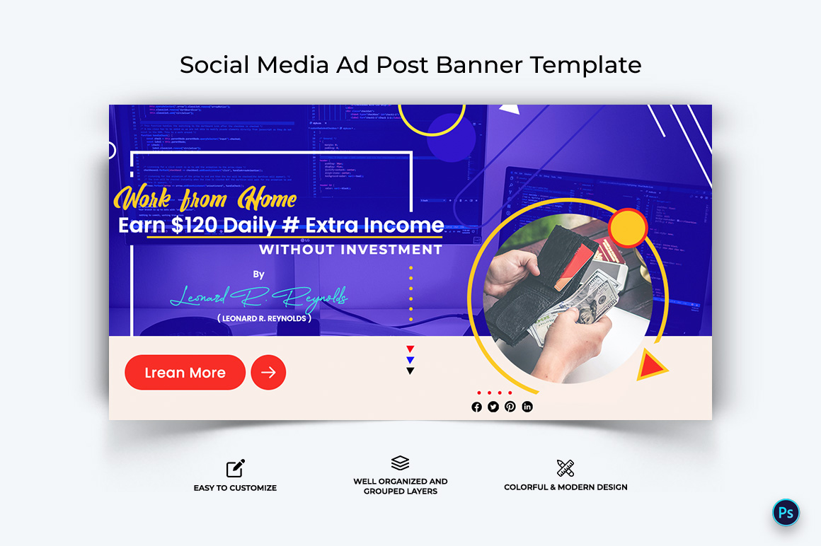 Online Money Earnings Facebook Ad Banner Design Template-11