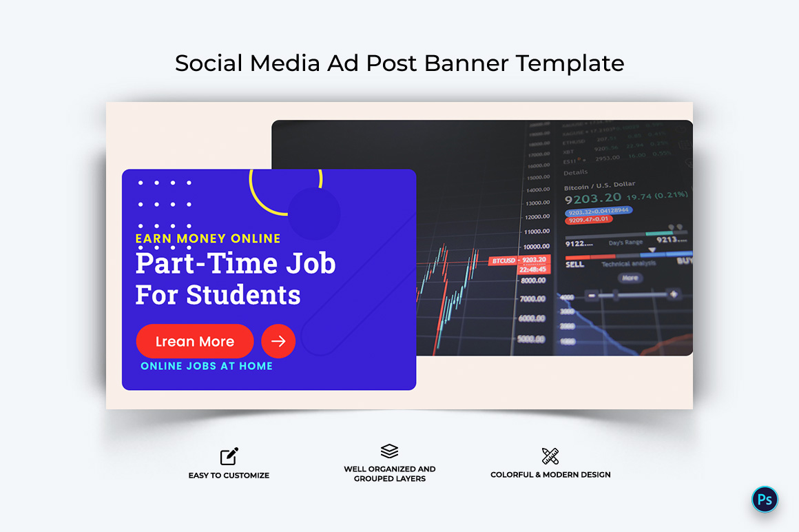 Online Money Earnings Facebook Ad Banner Design Template-14