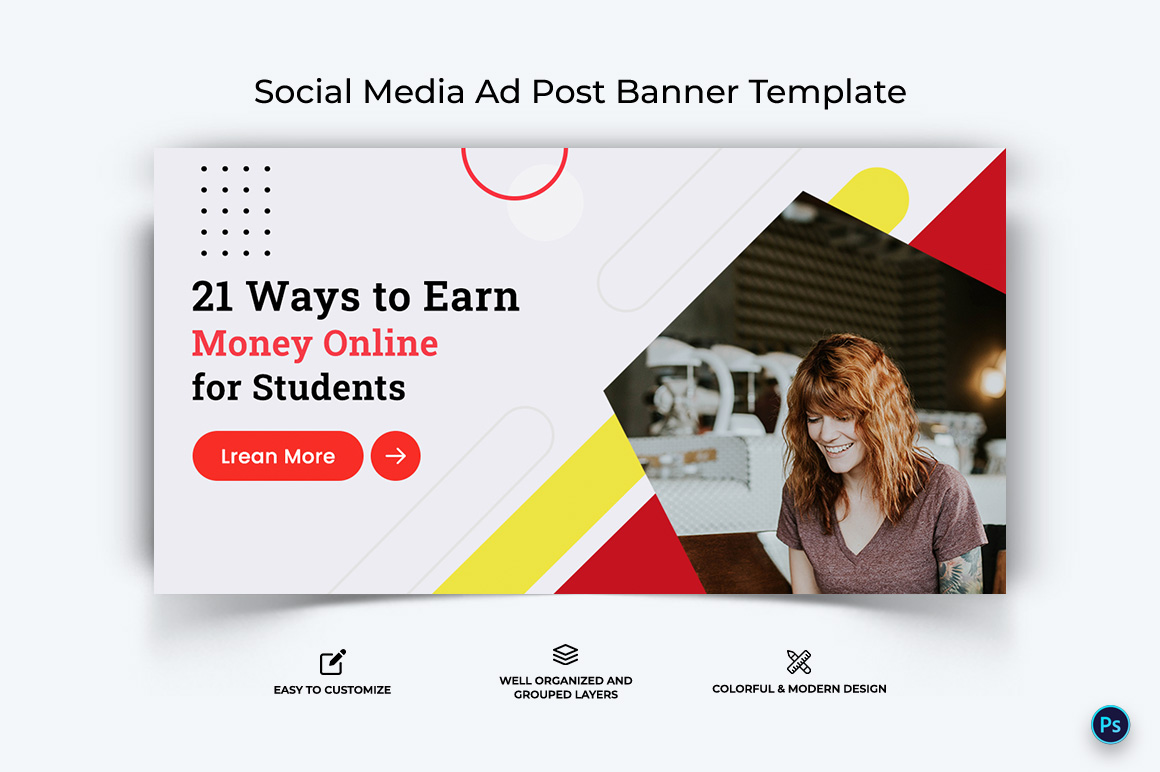 Online Money Earnings Facebook Ad Banner Design Template-16