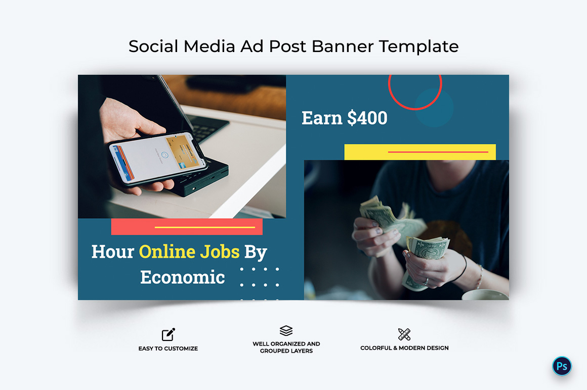 Online Money Earnings Facebook Ad Banner Design Template-17