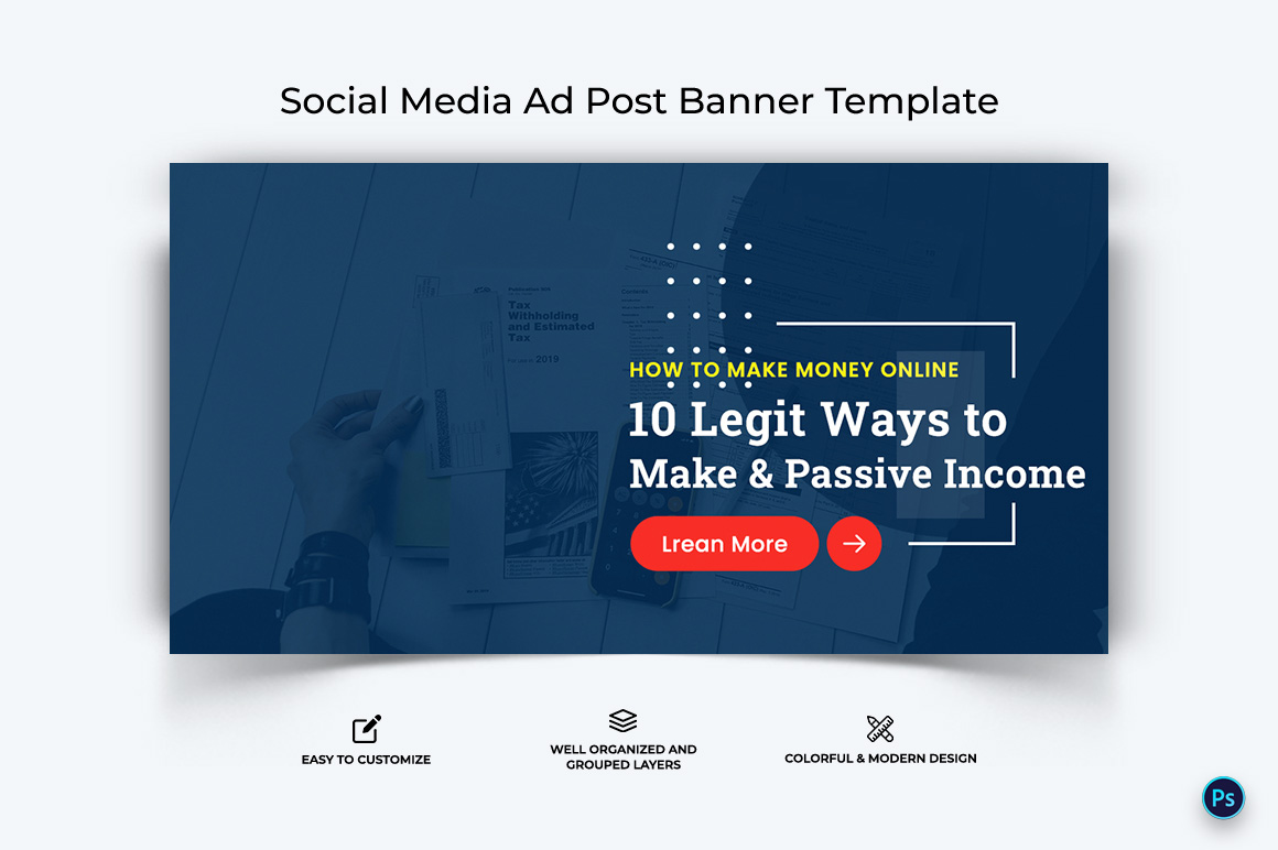 Online Money Earnings Facebook Ad Banner Design Template-18