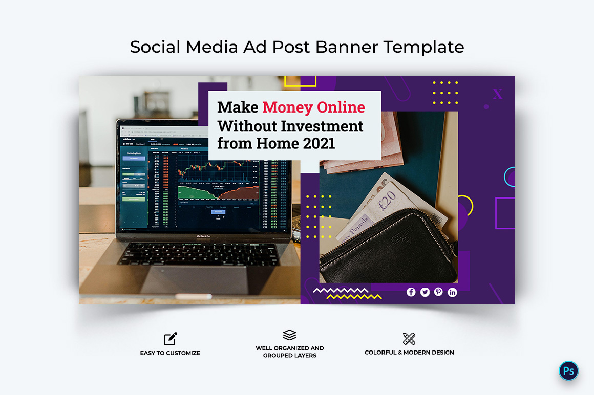 Online Money Earnings Facebook Ad Banner Design Template-19