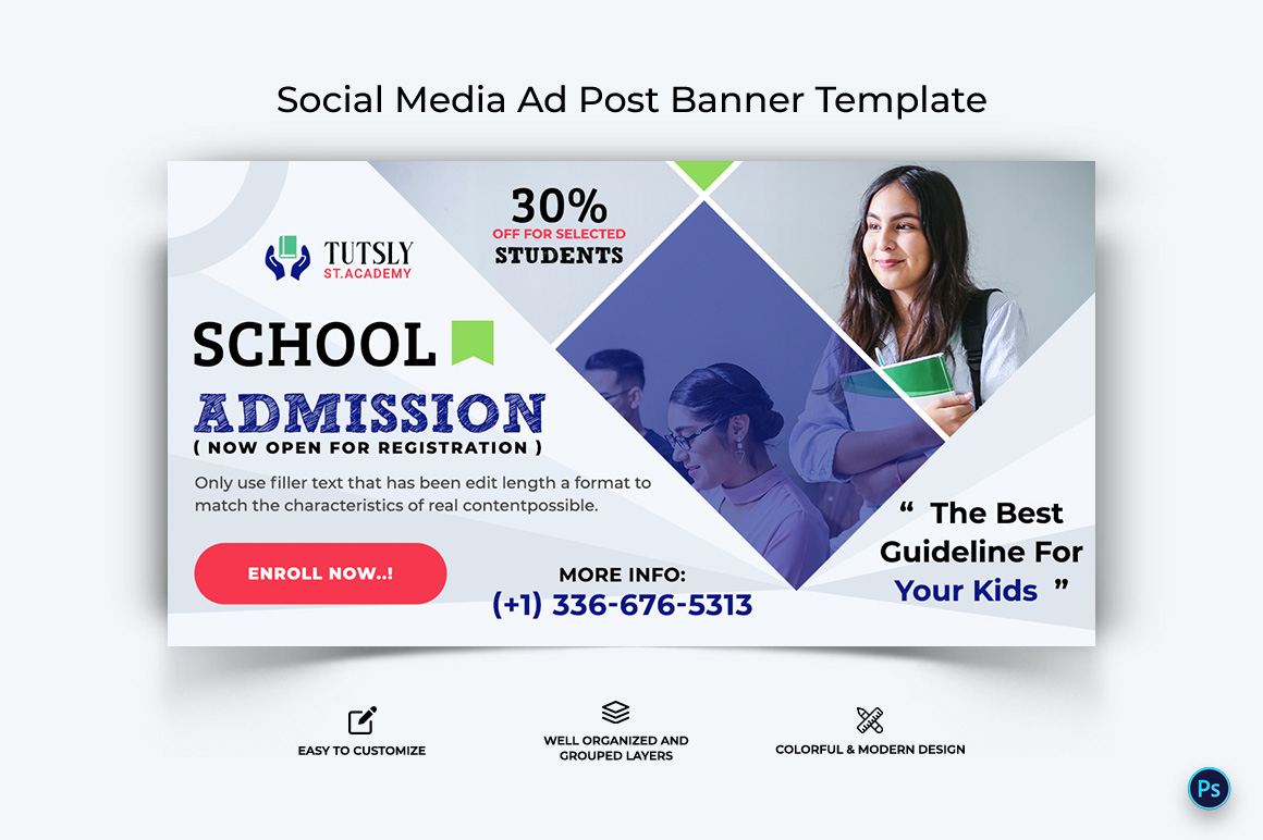 School Admissions Facebook Ad Banner Design Template-01