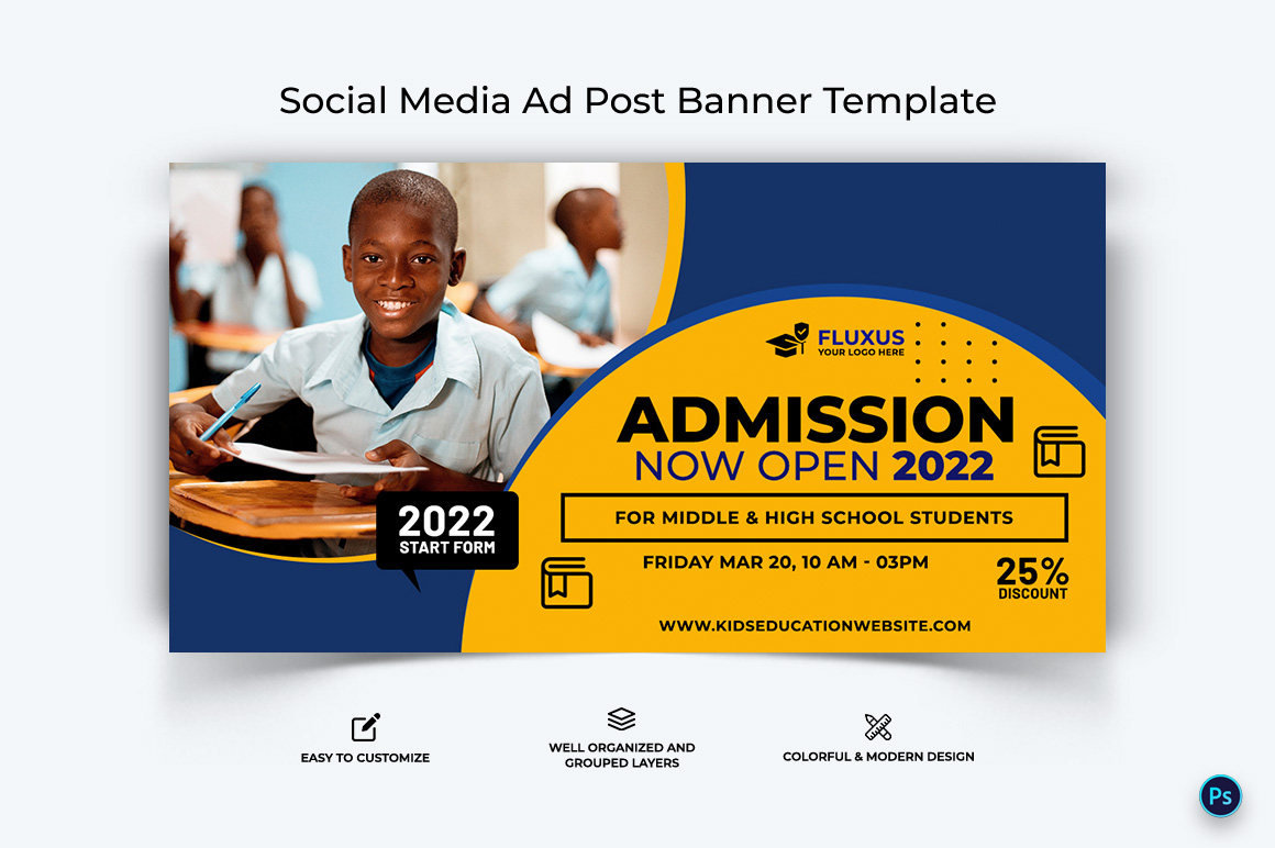 School Admissions Facebook Ad Banner Design Template-14