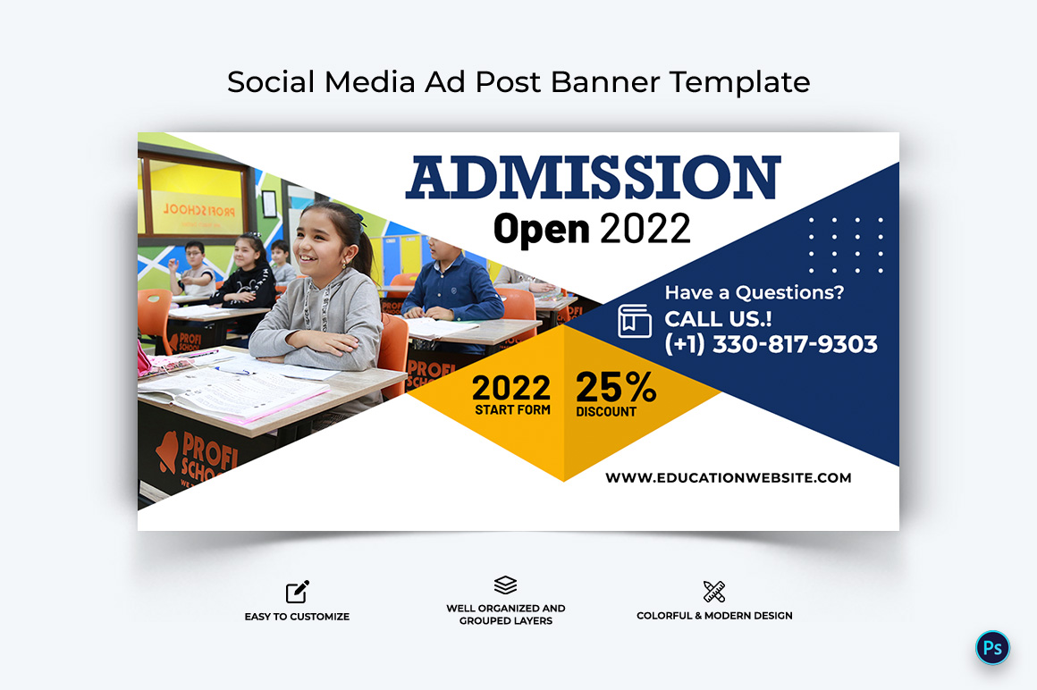 School Admissions Facebook Ad Banner Design Template-16