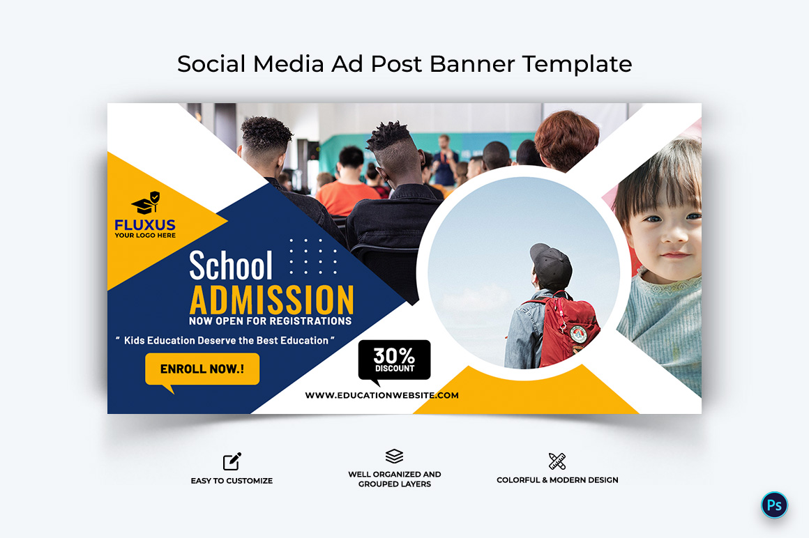 School Admissions Facebook Ad Banner Design Template-18