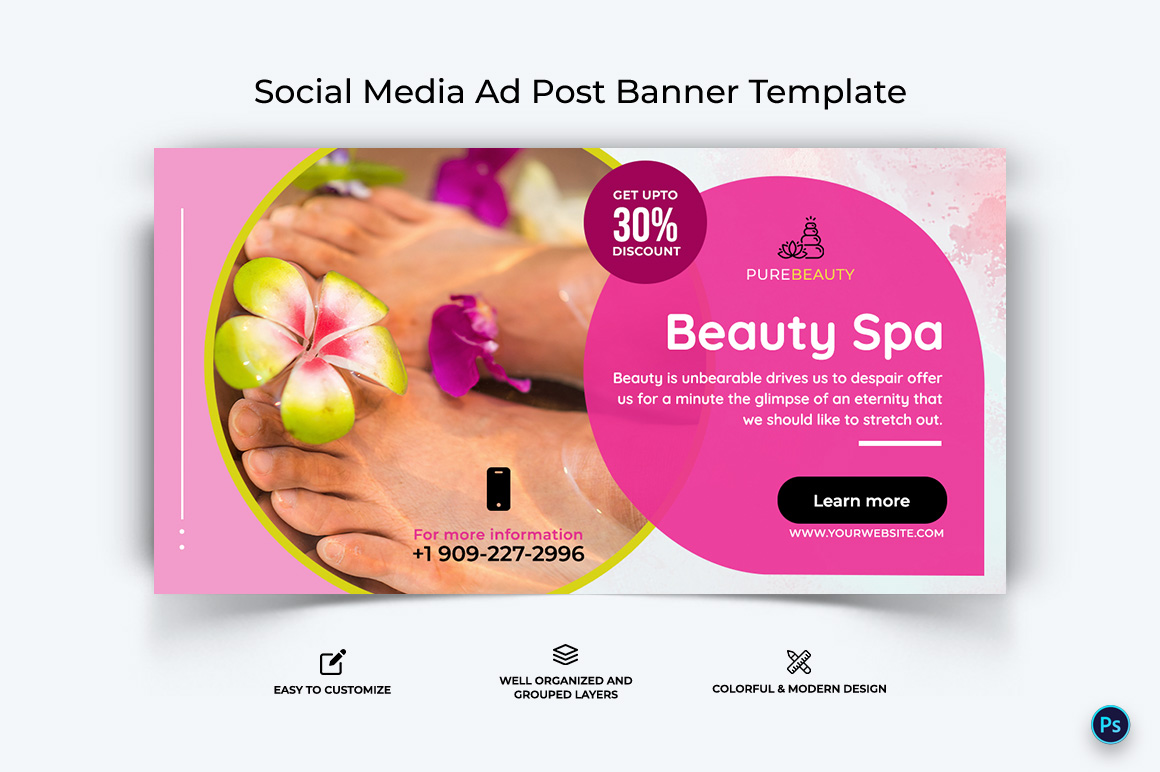 Spa Salon Facebook Ad Banner Design Template-12