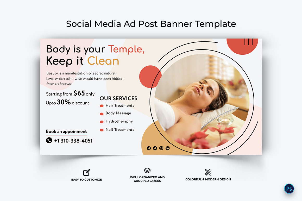 Spa Salon Facebook Ad Banner Design Template-23