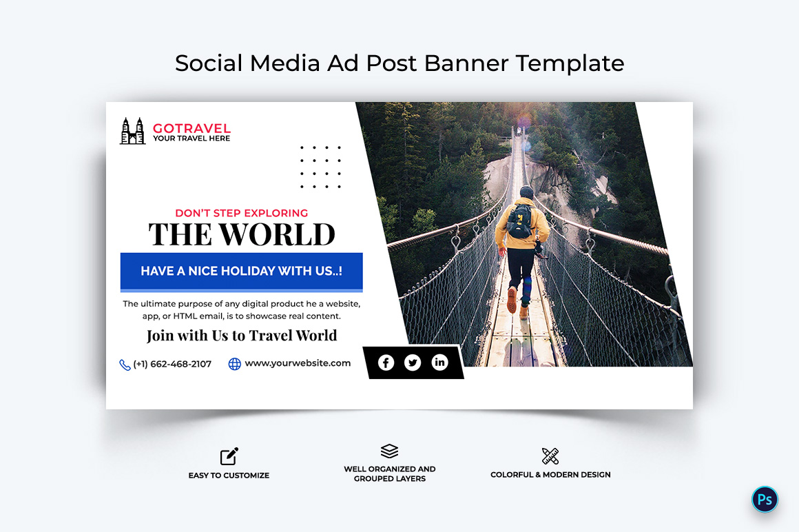 Travel Facebook Ad Banner Design Template-14