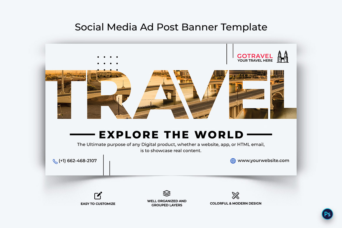 Travel Facebook Ad Banner Design Template-18