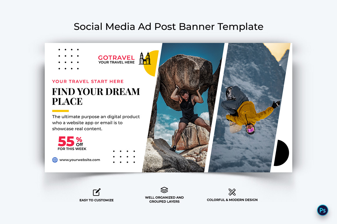 Travel Facebook Ad Banner Design Template-19