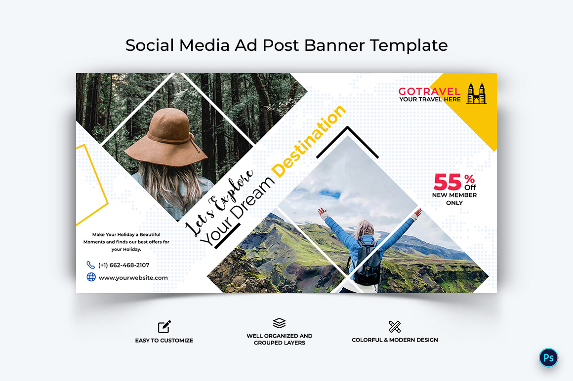 Travel Facebook Ad Banner Design Template-22