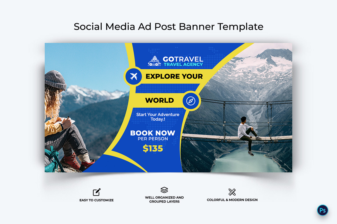 Travel Facebook Ad Banner Design Template-24