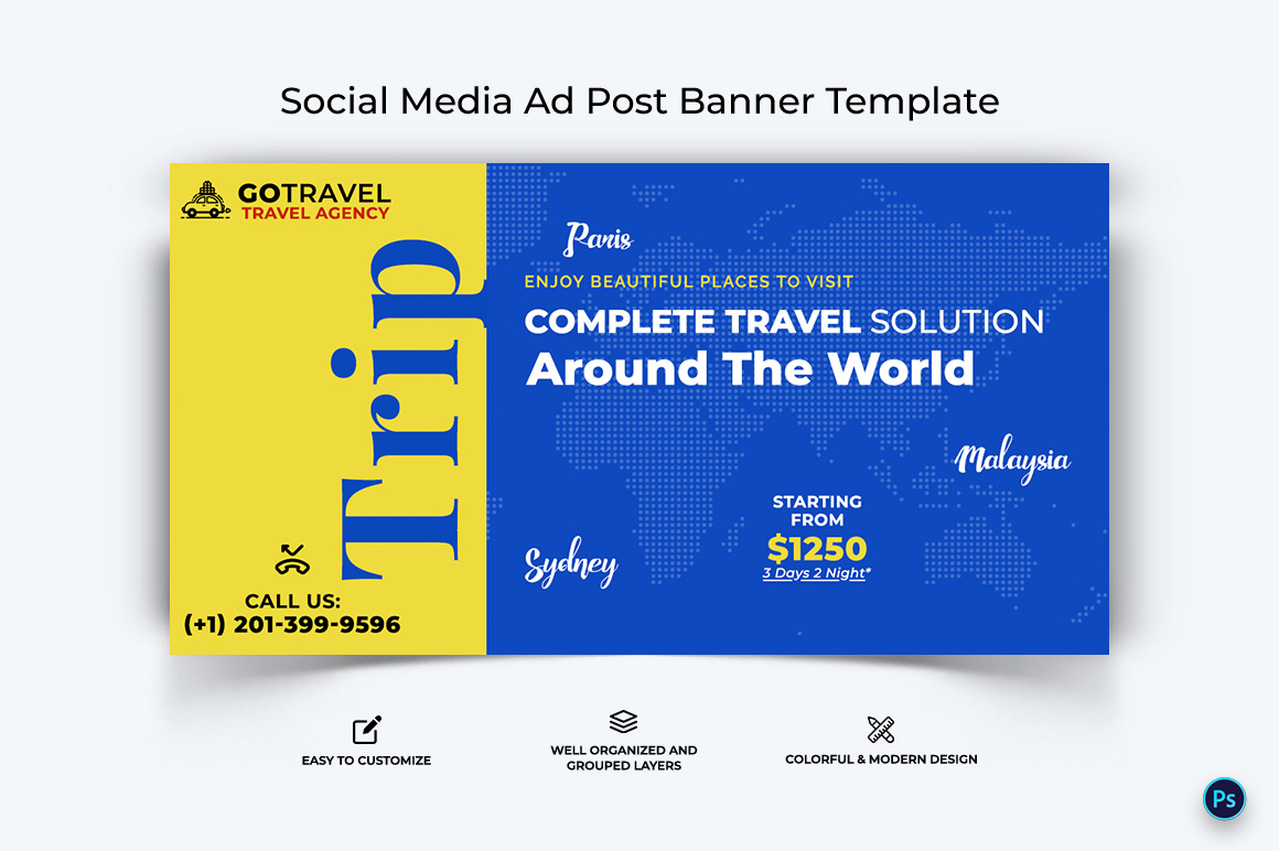 Travel Facebook Ad Banner Design Template-28