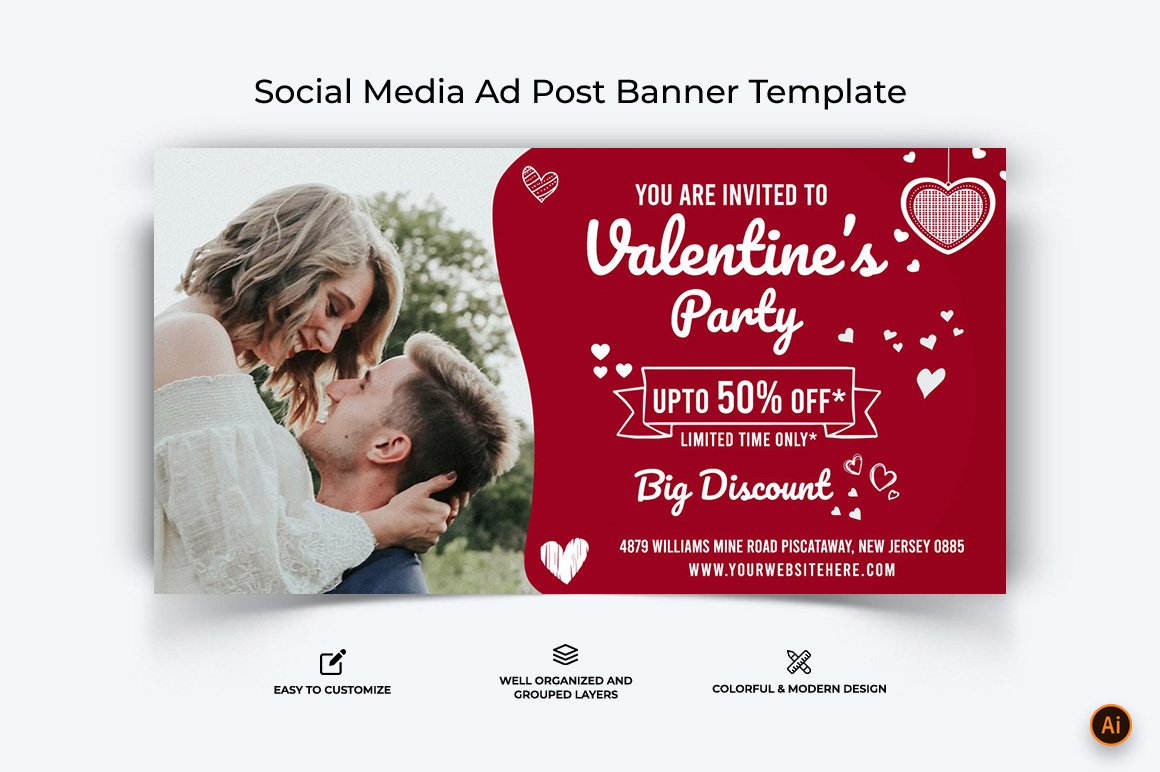 Valentines Day Facebook Ad Banner Design-11