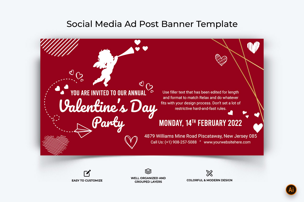 Valentines Day Facebook Ad Banner Design-14