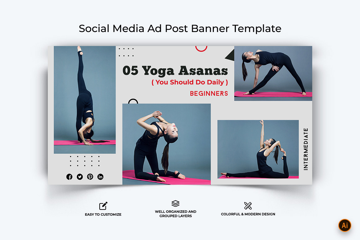 Yoga and Meditation Facebook Ad Banner Design-16