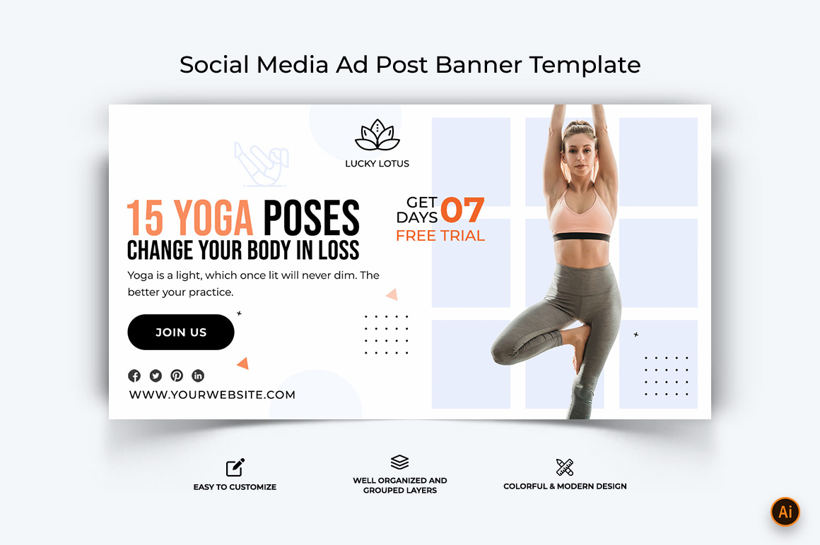 Yoga and Meditation Facebook Ad Banner Design-30