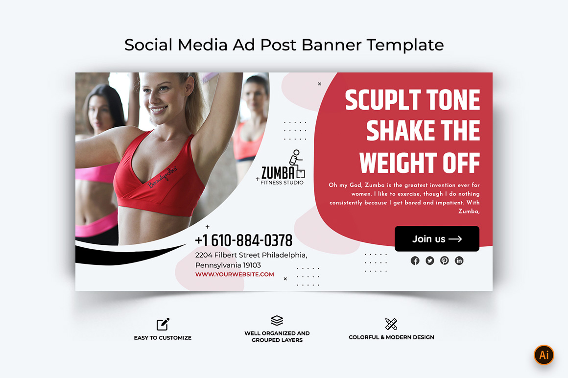 Zumba Dance Facebook Ad Banner Design-13