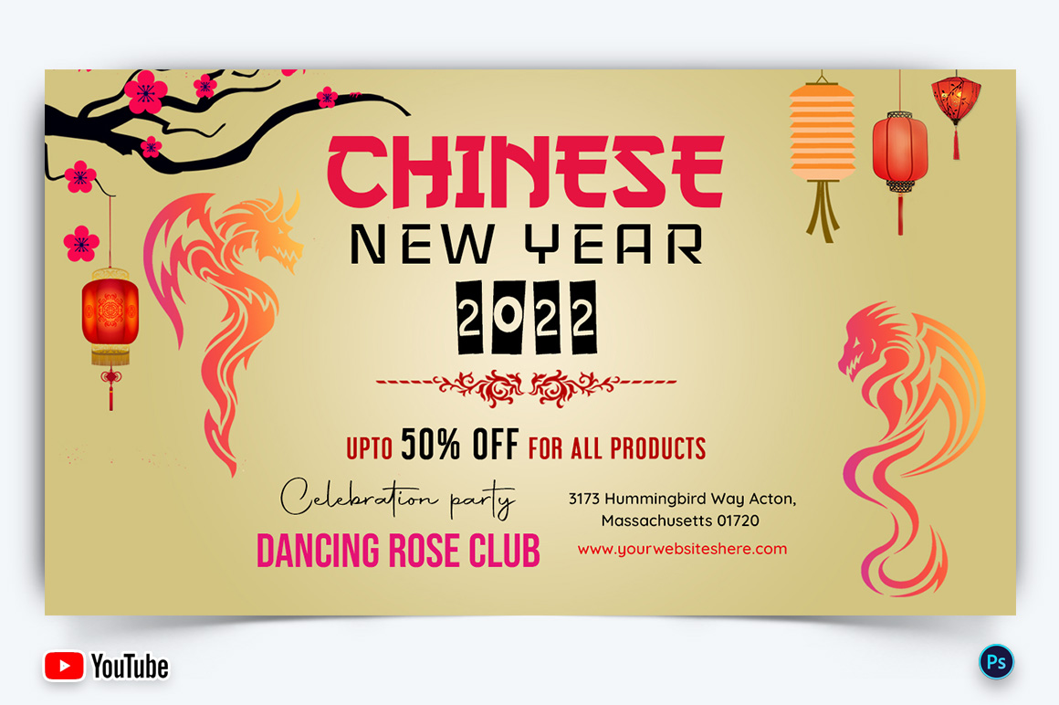 Chinese New Year YouTube Thumbnail Design Template-12