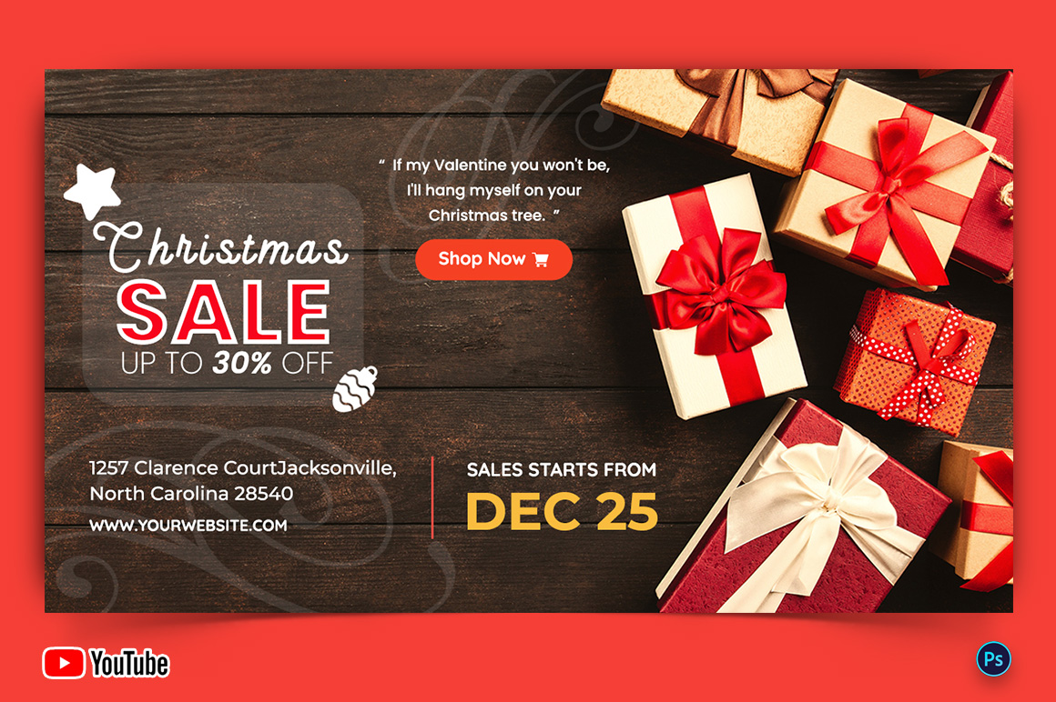 Christmas Sale Offers YouTube Thumbnail Design Template-01