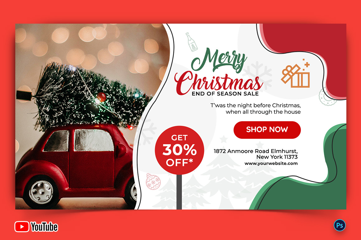 Christmas Sale Offers YouTube Thumbnail Design Template-11