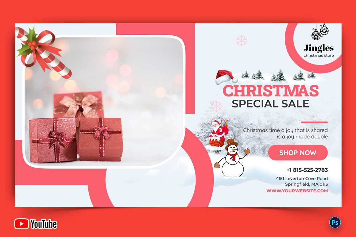 Christmas Sale Offers YouTube Thumbnail Design Template-12