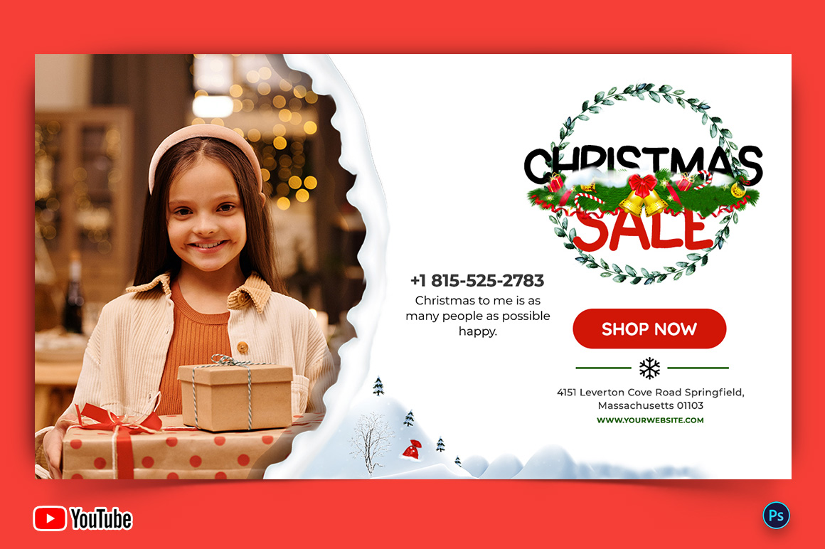 Christmas Sale Offers YouTube Thumbnail Design Template-13