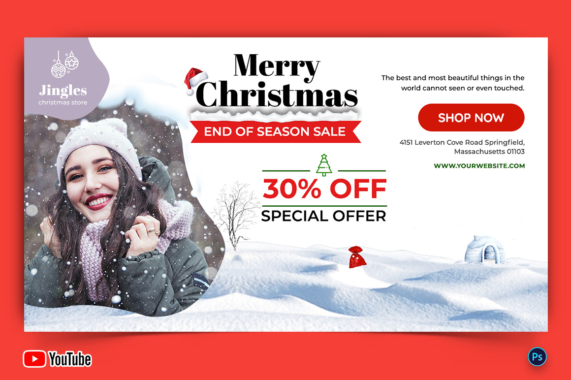 Christmas Sale Offers YouTube Thumbnail Design Template-14