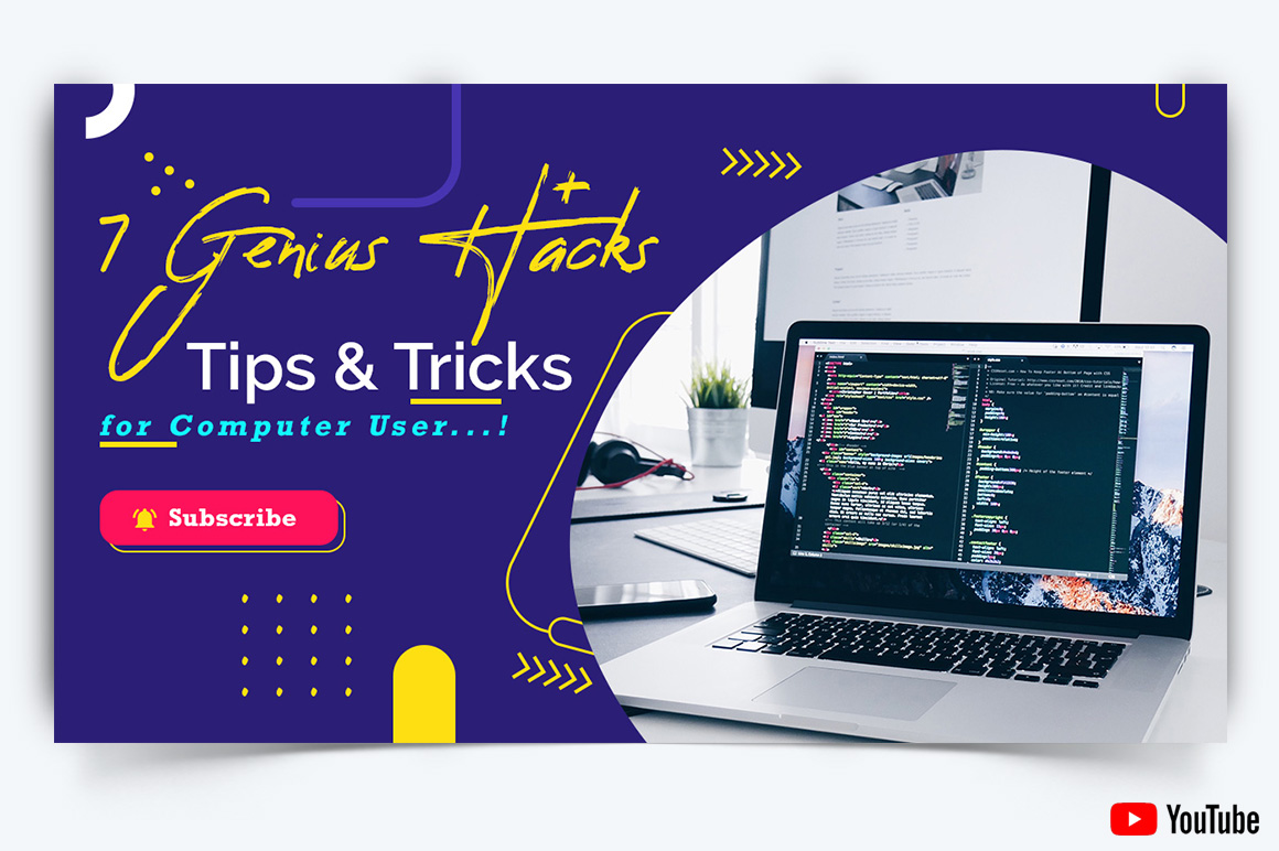Computer Tricks and Hacking YouTube Thumbnail Design Template-04