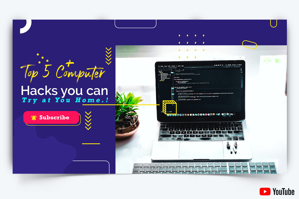 Computer Tricks and Hacking YouTube Thumbnail Design Template-08