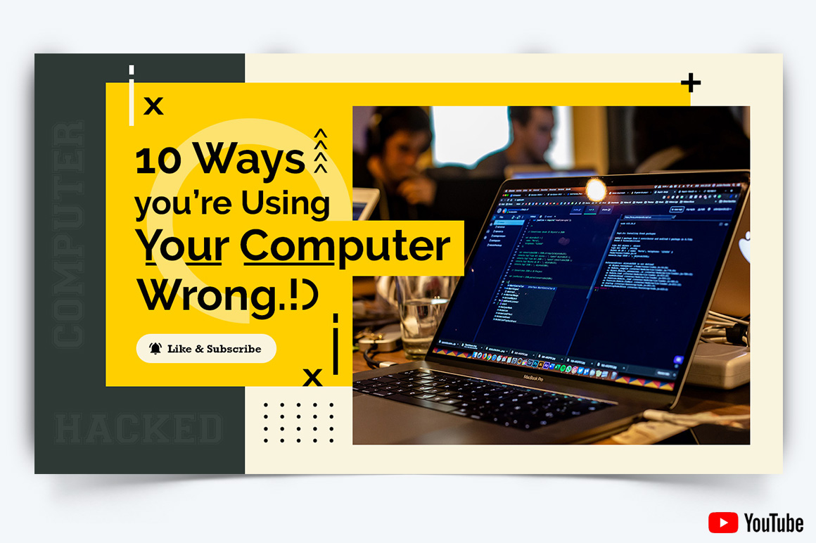 Computer Tricks and Hacking YouTube Thumbnail Design Template-13