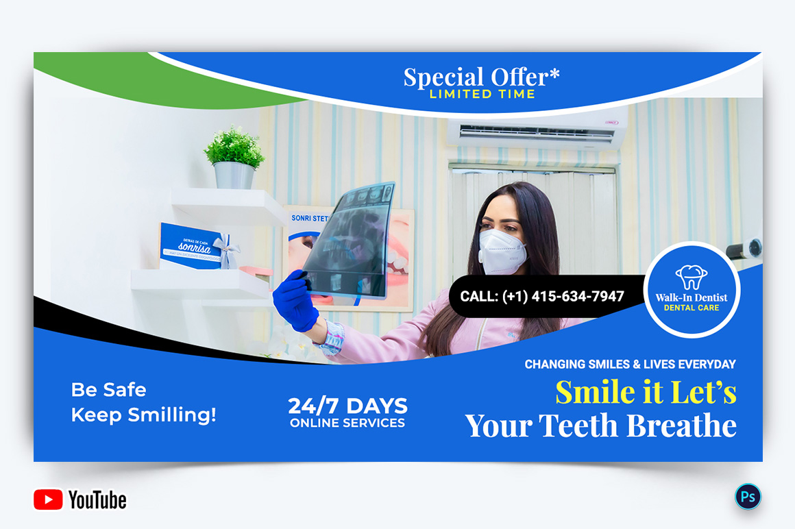 Dental Care YouTube Thumbnail Design Template-11