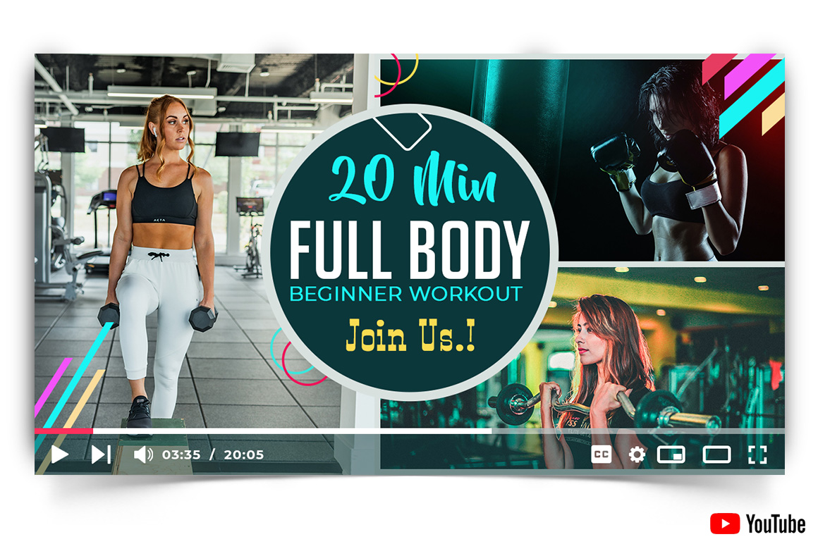 Gym and Fitness YouTube Thumbnail Design Template-01