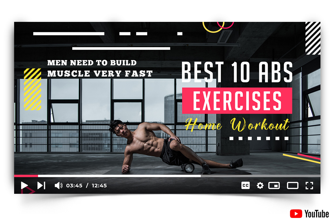 Gym and Fitness YouTube Thumbnail Design Template-02