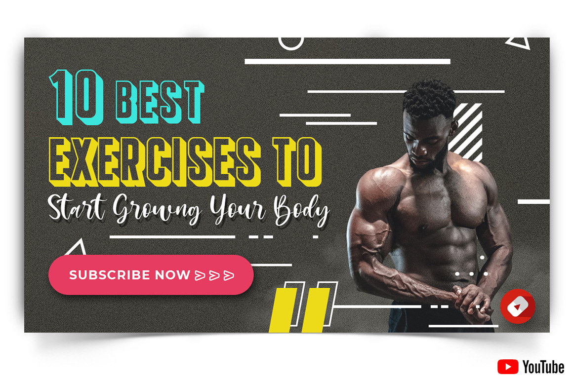 Gym and Fitness YouTube Thumbnail Design Template-03