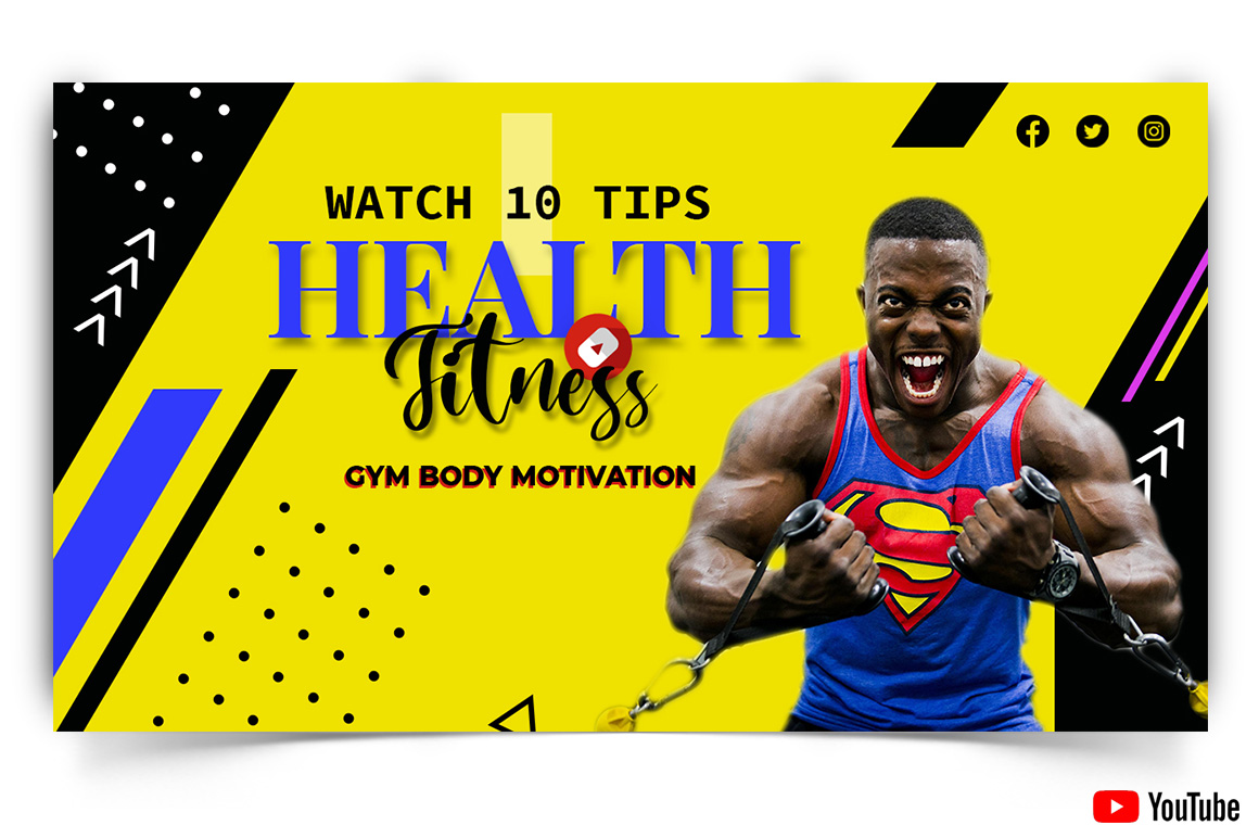 Gym and Fitness YouTube Thumbnail Design Template-04