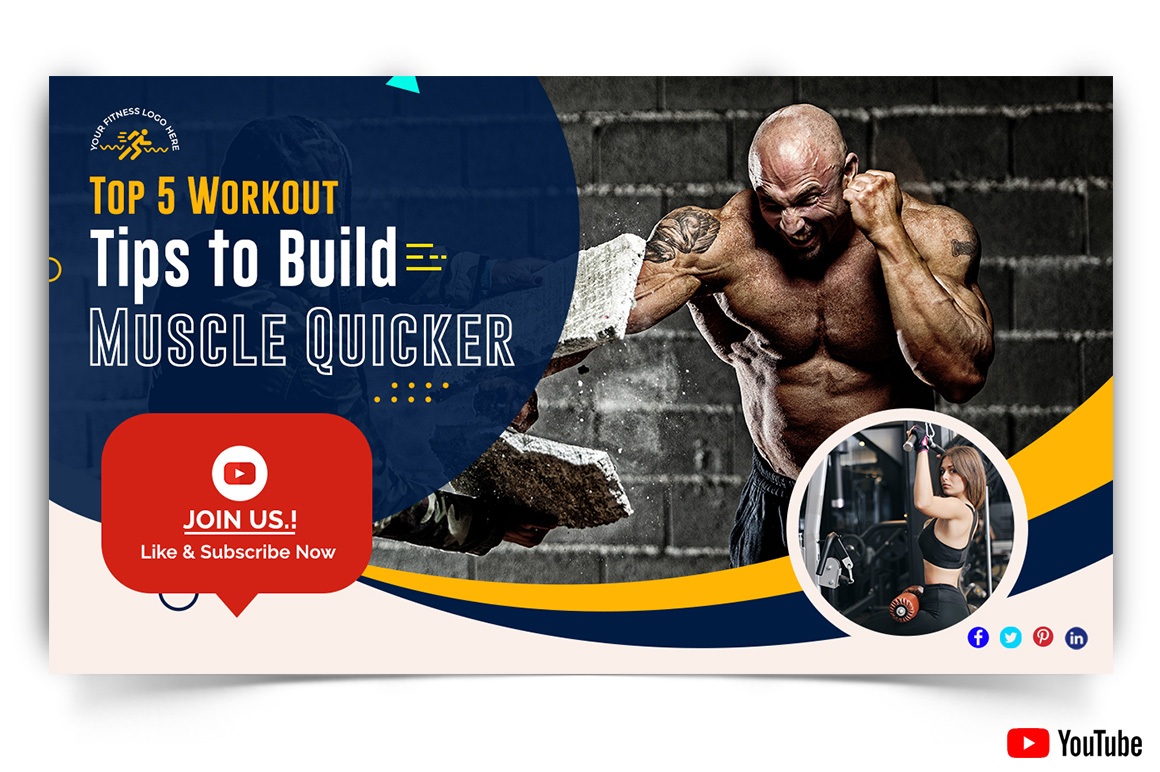 Gym and Fitness YouTube Thumbnail Design Template-07