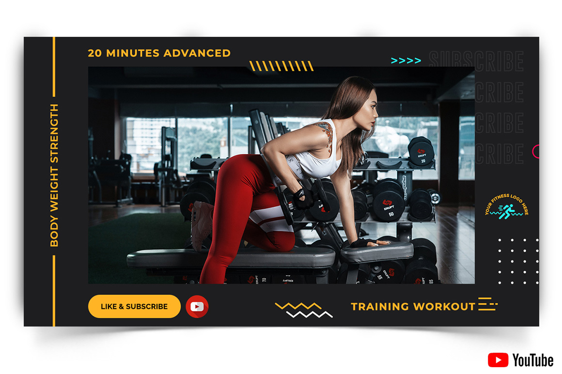 Gym and Fitness YouTube Thumbnail Design Template-13